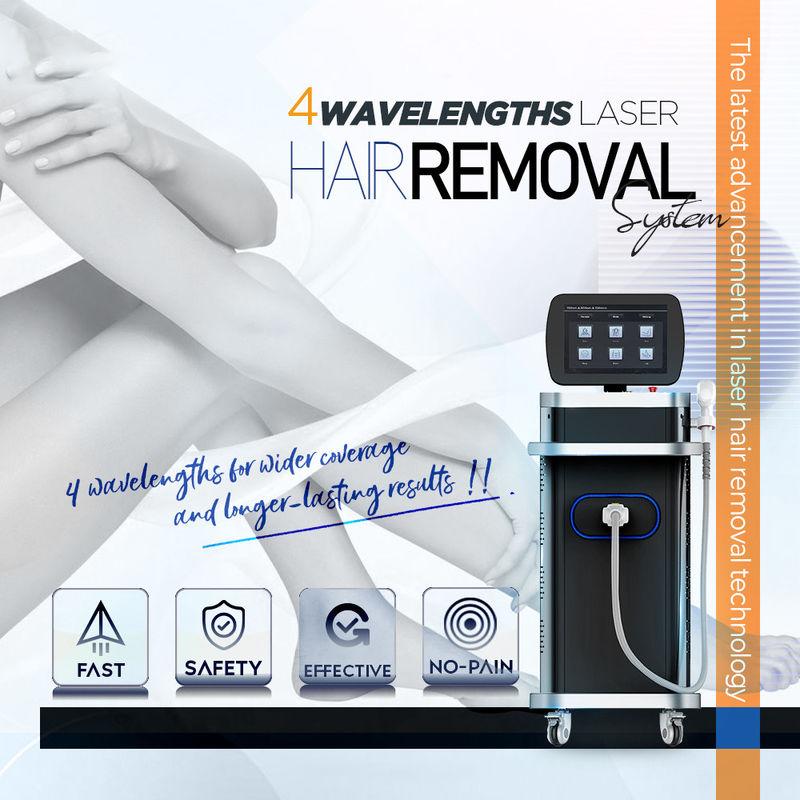1.6kw Ice Platinum Titanium Diode Hair Removal Laser 4 Panjang gelombang 755 808 940 1064nm